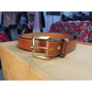 Forest‎ Hill Brown Leather Belt Mens Size 48 Made in USA Brass Buckle Handcraft